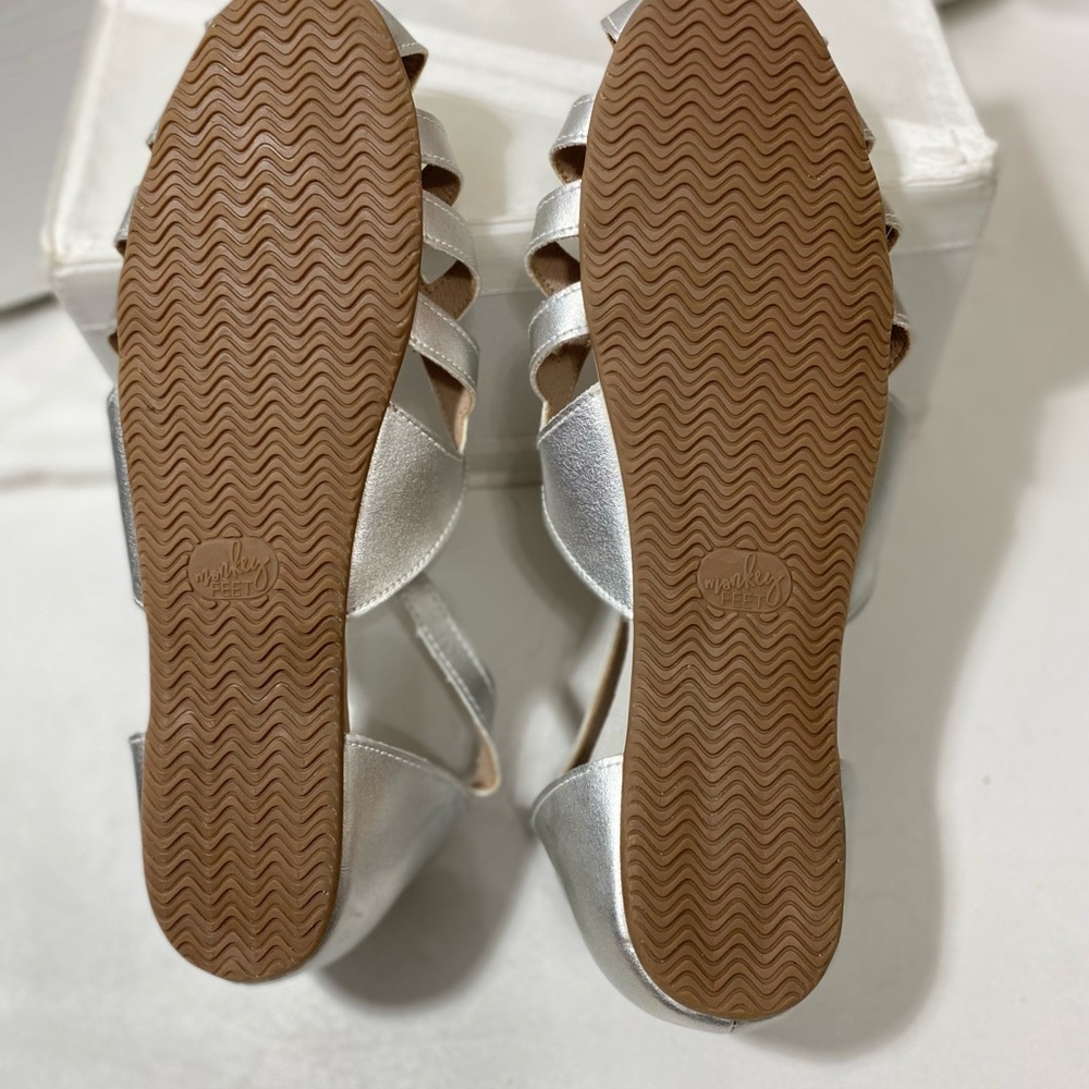 Monkey Feet Silver Strappy Flats - Picture 5 of 6